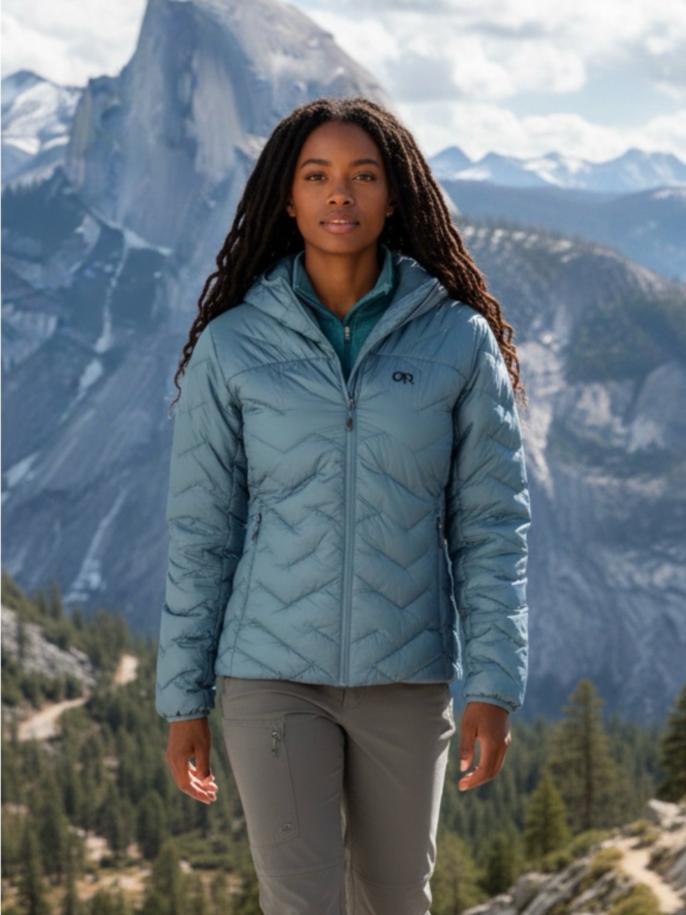 Outdoor Research Women's Insulated Hooded Puffer Jacket - Dusty Blue size L